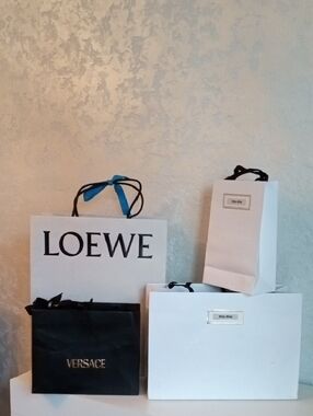 Bundle Of 4 Miu Miu/Loewe/Versace /Miu Miu White and Black Gift Bag with Ribbon